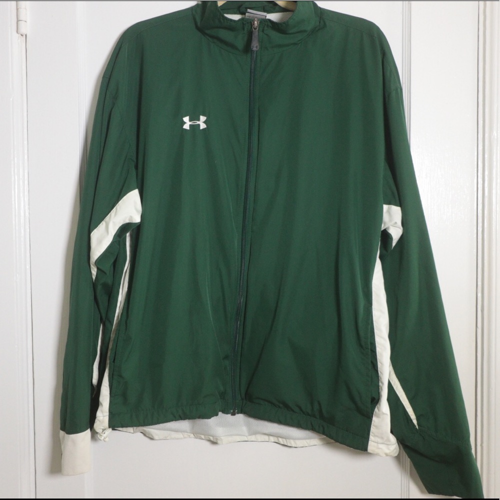 Men Under Armour Woven Green Sport Jacket Size L
